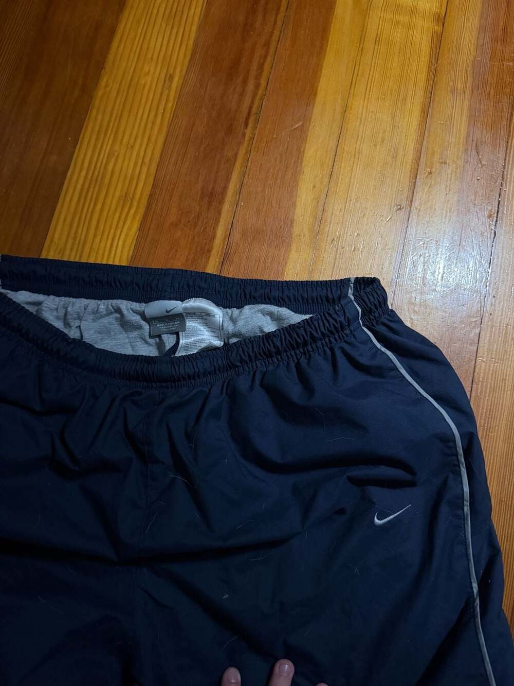 Vintage Y2K Nike Navy Blue Mesh Lined Track Pants with Side Zip